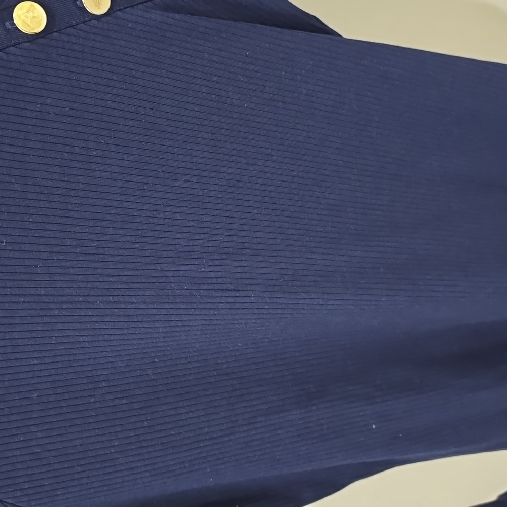 Ralph Lauren Navy Blue Long Sleeve Ribbed Gold Buttons Womens - Picture 3 of 8
